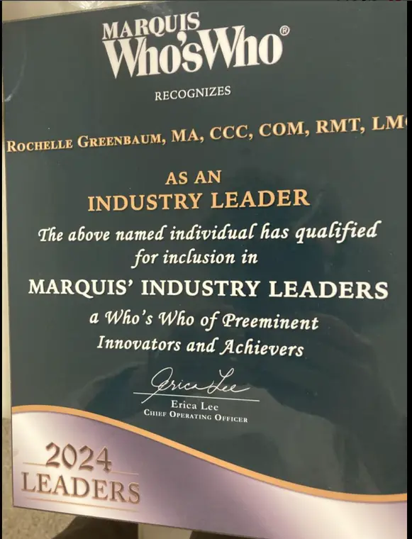Marquis Who’s Who Industry Leader recognition for Rochelle Greenbaum in 2024